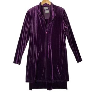 Vtg Rabbit Rabbit Rabbit Designs Purple Velvet Dress Jacket Set Womens Size‎ 12